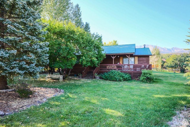 349 W 100 N, Pine Valley, UT 84781 - rear view of property featuring a yard, metal roof, and a mountain view