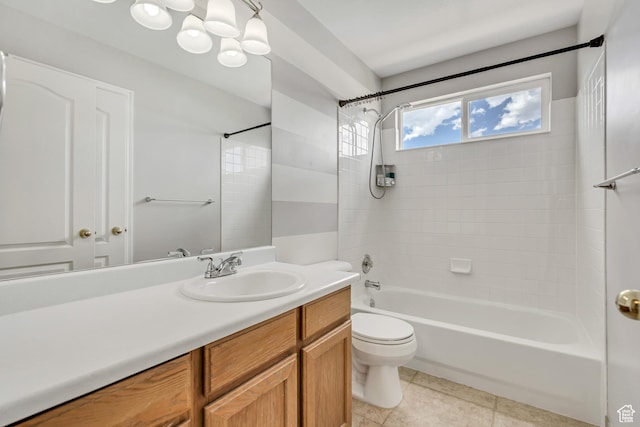 13928 S Ben Lomond Peak Dr W, Riverton, UT 84096 - bathroom with toilet, washtub / shower combination, vanity, and tile patterned flooring