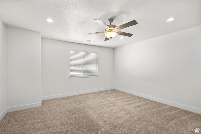 917 N 100 W, Nephi, UT 84648 - unfurnished room featuring a ceiling fan, light carpet, baseboards, recessed lighting, and a textured ceiling