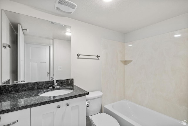 917 N 100 W, Nephi, UT 84648 - bathroom with toilet, vanity, a textured ceiling, and bathing tub / shower combination