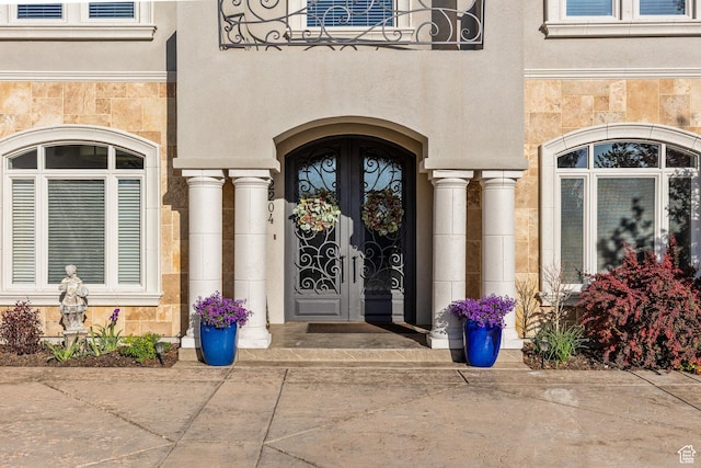2204 N Bridge Water Rd, Cedar City, UT 84721 - property entrance featuring stone siding and french doors
