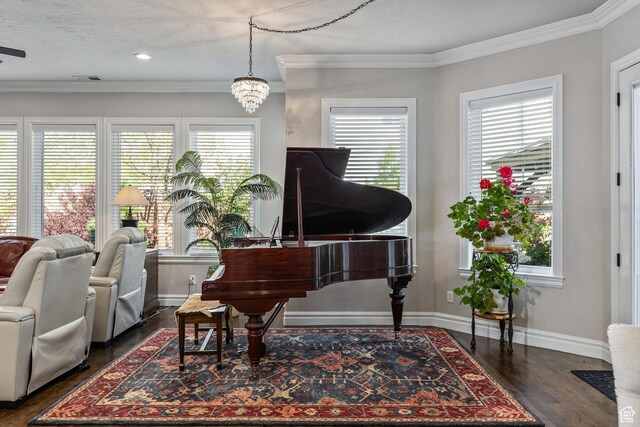 2204 N Bridge Water Rd, Cedar City, UT 84721 - sitting room with plenty of natural light, ornamental molding, baseboards, and dark wood-style floors