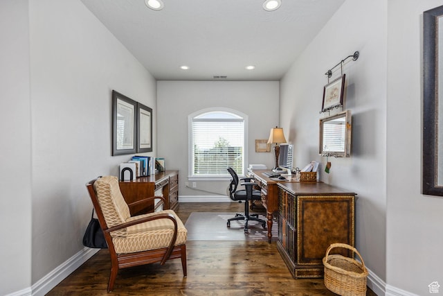 2204 N Bridge Water Rd, Cedar City, UT 84721 - office with recessed lighting, baseboards, and dark wood-style floors