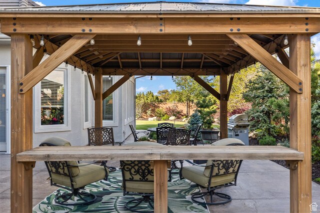 2204 N Bridge Water Rd, Cedar City, UT 84721 - view of patio / terrace featuring a gazebo, outdoor dining space, and grilling area