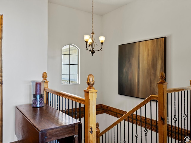 5577 E Elkhorn Dr, Eden, UT 84310 - staircase with a chandelier