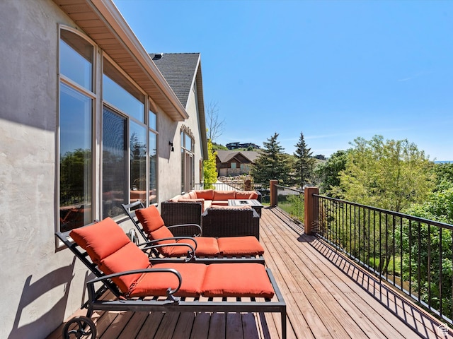 5577 E Elkhorn Dr, Eden, UT 84310 - wooden deck featuring an outdoor hangout area