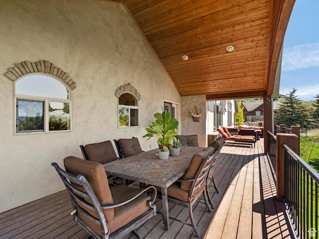 5577 E Elkhorn Dr, Eden, UT 84310 - wooden deck with an outdoor hangout area and outdoor dining area