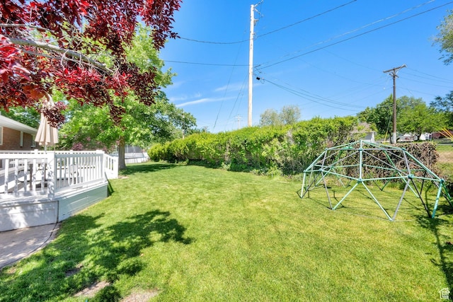 1607 Mountain Cir, Fruit Heights, UT 84037 - view of grassy yard featuring a wooden deck