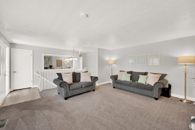 1607 Mountain Cir, Fruit Heights, UT 84037 - living room with carpet, a chandelier, and baseboards