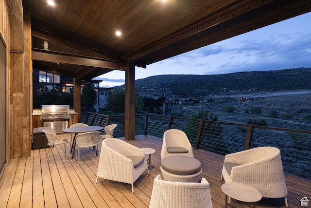 942 N Explorer Peak Dr Unit 420, Heber City, UT 84032 - deck with grilling area, a mountain view, and outdoor dining area