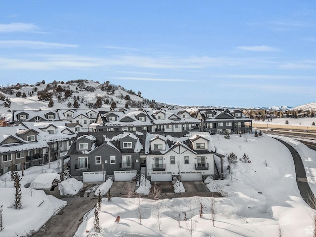 3041 Cedar Dr, Park City, UT 84098 - snowy aerial view featuring a residential view and a mountain view
