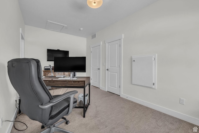 3041 Cedar Dr, Park City, UT 84098 - carpeted home office featuring baseboards and attic access