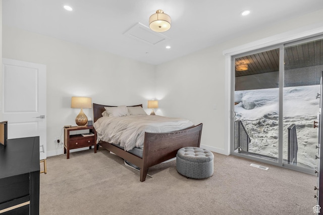 3041 Cedar Dr, Park City, UT 84098 - carpeted bedroom with attic access, access to exterior, recessed lighting, and baseboards