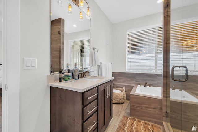 3041 Cedar Dr, Park City, UT 84098 - full bathroom with vanity, a bath, and a stall shower