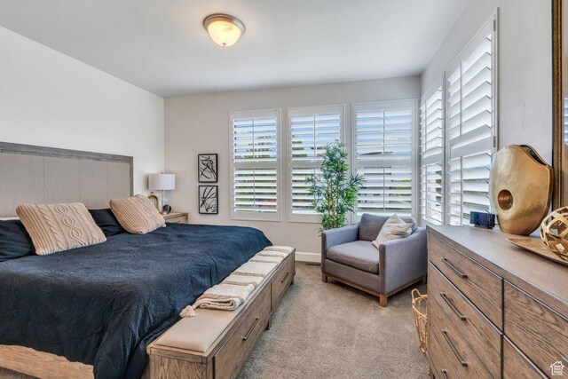 10394 S Crow Wing Dr, South Jordan, UT 84009 - bedroom featuring multiple windows, light colored carpet, and baseboards