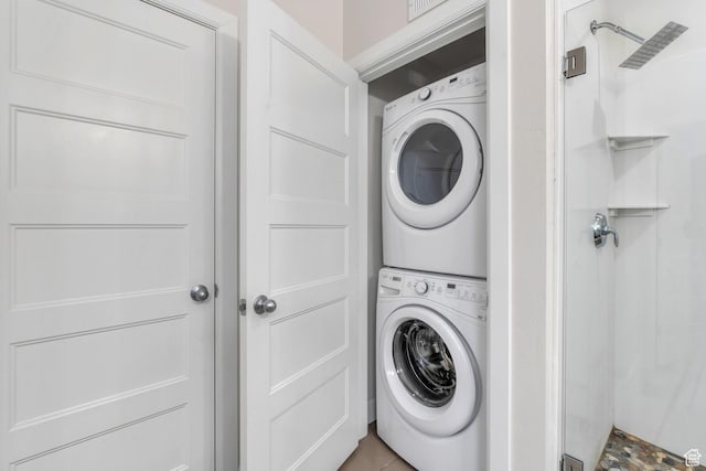 10394 S Crow Wing Dr, South Jordan, UT 84009 - laundry area with stacked washing machine and dryer