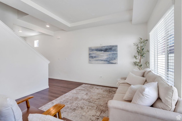 97 E Polaris Dr S Unit 394, Saratoga Springs, UT 84045 - living room with dark wood finished floors, baseboards, recessed lighting, and stairway