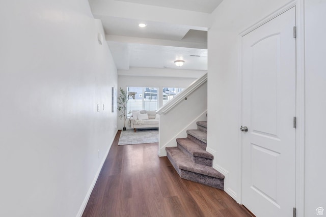 97 E Polaris Dr S Unit 394, Saratoga Springs, UT 84045 - foyer featuring dark wood finished floors, stairs, baseboards, and recessed lighting
