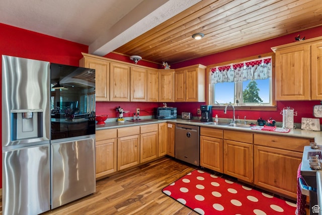 2620 Crow Loop, Coalville, UT 84017 - kitchen with appliances with stainless steel finishes, a sink, wood finished floors, and light countertops