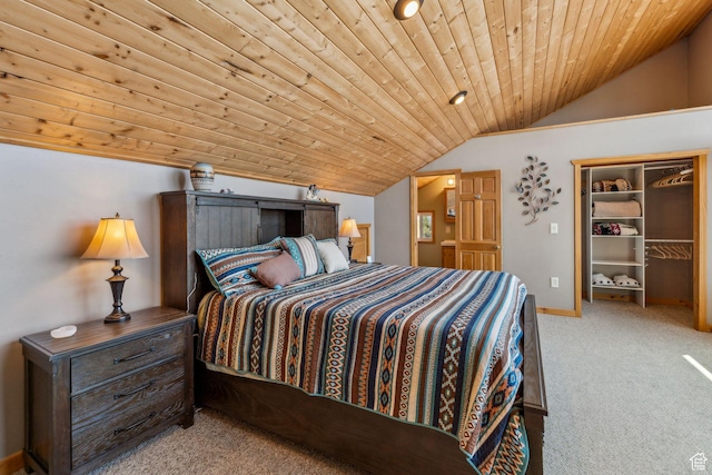 2620 Crow Loop, Coalville, UT 84017 - bedroom featuring carpet floors, vaulted ceiling, wood ceiling, and baseboards