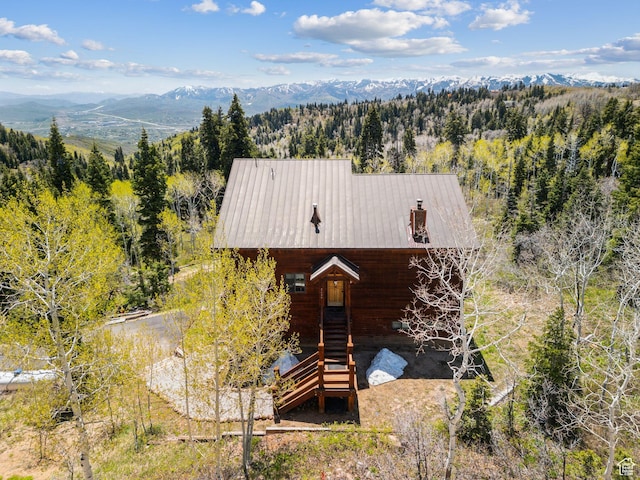2620 Crow Loop, Coalville, UT 84017 - view of front of home featuring a mountain view, a forest view, and metal roof