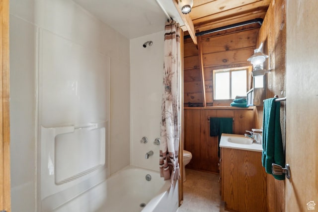 2422 S Valley View Cir, Coalville, UT 84017 - full bathroom featuring vanity, toilet, shower / bath combo, and tile patterned floors
