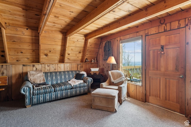 2422 S Valley View Cir, Coalville, UT 84017 - carpeted living area featuring wooden ceiling and wood walls
