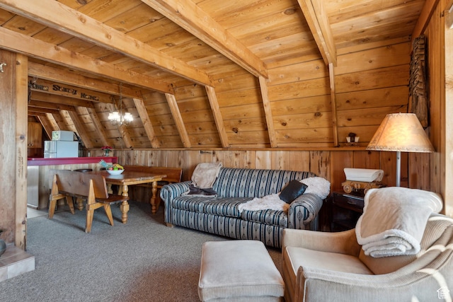 2422 S Valley View Cir, Coalville, UT 84017 - carpeted living room featuring wooden ceiling and wooden walls