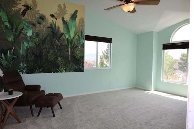 5208 W Case Rd, West Jordan, UT 84081 - unfurnished room featuring lofted ceiling, carpet, a ceiling fan, plenty of natural light, and baseboards