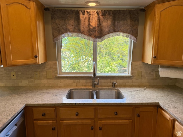 5208 W Case Rd, West Jordan, UT 84081 - kitchen with a sink, stainless steel dishwasher, and backsplash