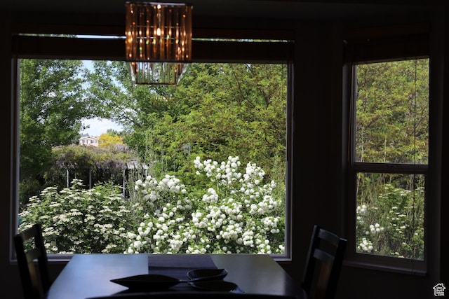 5208 W Case Rd, West Jordan, UT 84081 - dining room featuring a chandelier and healthy amount of natural light
