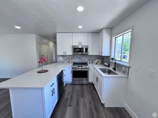 5135 W 4170 S, West Valley City, UT 84120 - kitchen with stainless steel appliances, a sink, dark wood-style flooring, a peninsula, and recessed lighting
