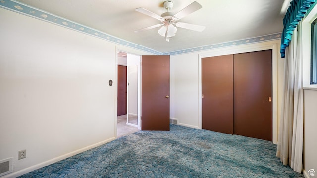 374 N 500 E, Spanish Fork, UT 84660 - unfurnished bedroom with carpet floors, a closet, baseboards, and ceiling fan