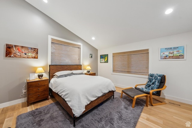 2067 E Pheasant Cir, Holladay, UT 84121 - bedroom with lofted ceiling, light wood-type flooring, recessed lighting, and baseboards