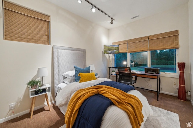 2067 E Pheasant Cir, Holladay, UT 84121 - bedroom with carpet floors, rail lighting, baseboards, and a desk