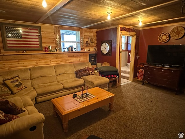 9281 N Uinta Dr Unit 348, Oakley, UT 84055 - carpeted living room with wooden ceiling