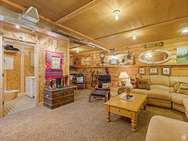 9281 N Uinta Dr, Oakley, UT 84055 - carpeted living area featuring wooden ceiling