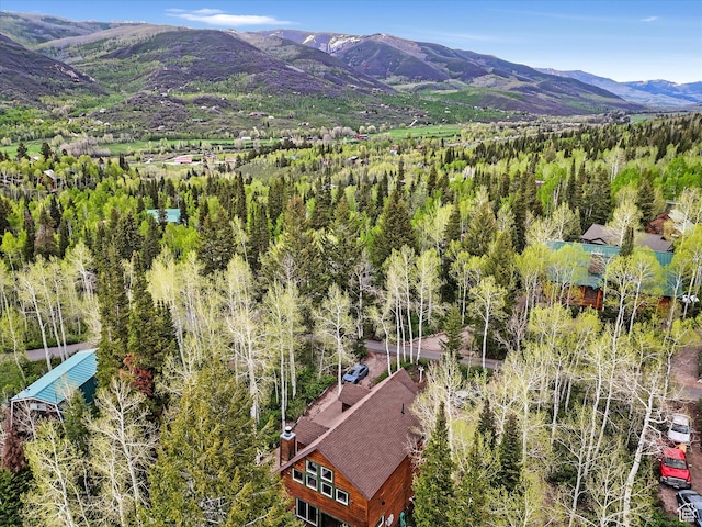 9281 N Uinta Dr, Oakley, UT 84055 - drone / aerial view of a mountain backdrop and a heavily wooded area