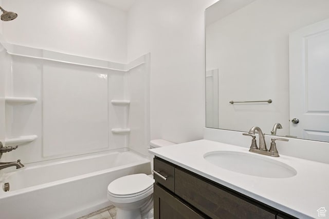 5957 W Lake Ave, South Jordan, UT 84009 - bathroom featuring toilet, vanity, and washtub / shower combination
