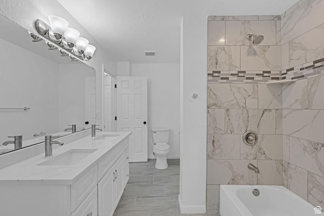181 E 5150 S, Washington Terrace, UT 84405 - bathroom with marble finish floors, double vanity, toilet, and bathing tub / shower combination