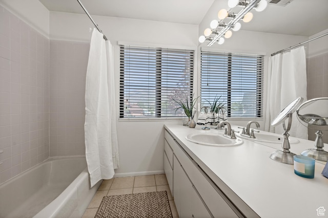 8848 S Willow Hills Ct, Sandy, UT 84093 - full bath featuring tile patterned floors, plenty of natural light, vanity, and shower / tub combo with curtain