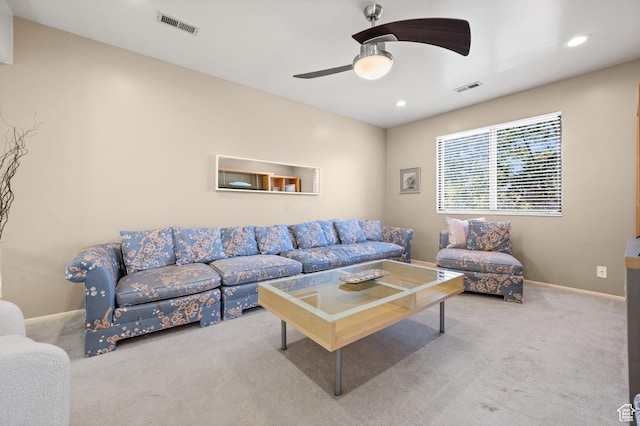 8848 S Willow Hills Ct, Sandy, UT 84093 - carpeted living area with ceiling fan, recessed lighting, and baseboards