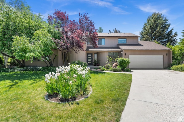 8848 S Willow Hills Ct, Sandy, UT 84093 - view of front facade with a garage, concrete driveway, a front yard, and roof with shingles