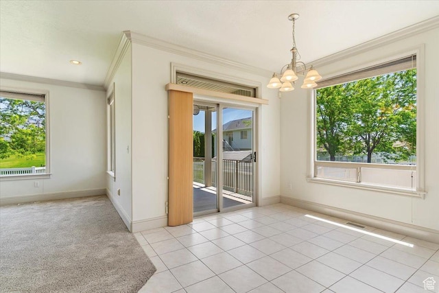 3524 N 3000 W, Farr West, UT 84404 - spare room with a chandelier, ornamental molding, light tile patterned floors, and baseboards
