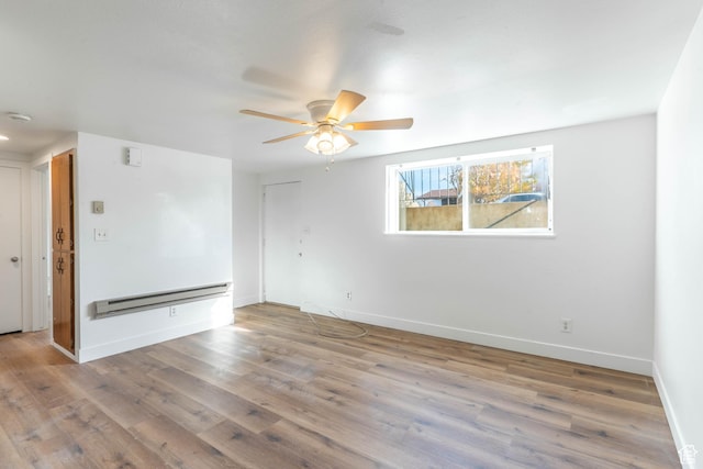 285 N 300 W, Orem, UT 84057 - empty room featuring baseboard heating, wood finished floors, a ceiling fan, and baseboards