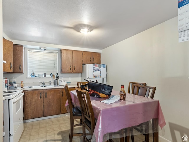 285 N 300 W, Orem, UT 84057 - kitchen featuring white appliances, a sink, brown cabinets, and light countertops