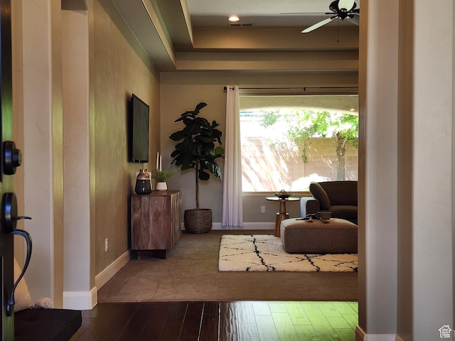 3288 W 2570 S, Hurricane, UT 84737 - sitting room featuring baseboards, dark wood-type flooring, and ceiling fan