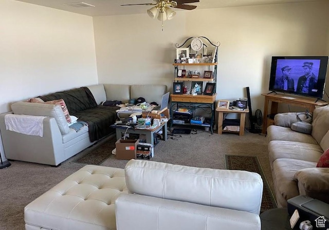 448 Alamo St, Chubbuck, ID 83202 - carpeted living area featuring ceiling fan