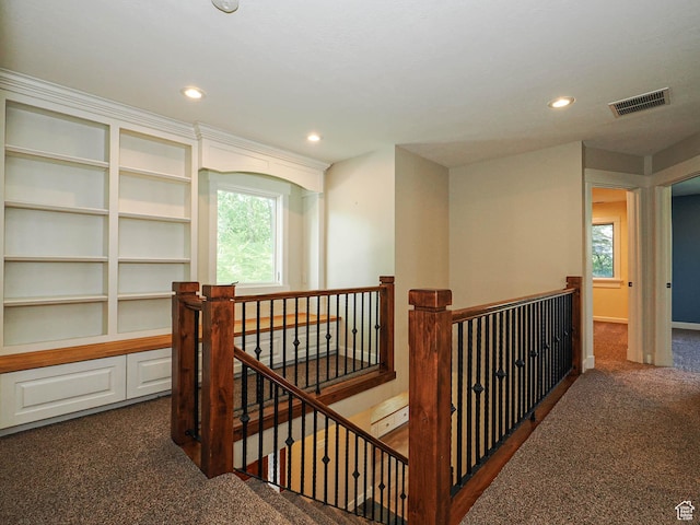 919 E 13800 S, Draper, UT 84020 - corridor with an upstairs landing, dark carpet, and recessed lighting