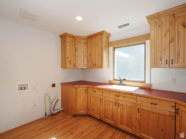 919 E 13800 S, Draper, UT 84020 - laundry area with washer hookup, cabinet space, light wood-type flooring, hookup for an electric dryer, and recessed lighting